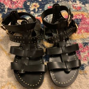 Barbara Barbieri black leather gladiator sandals